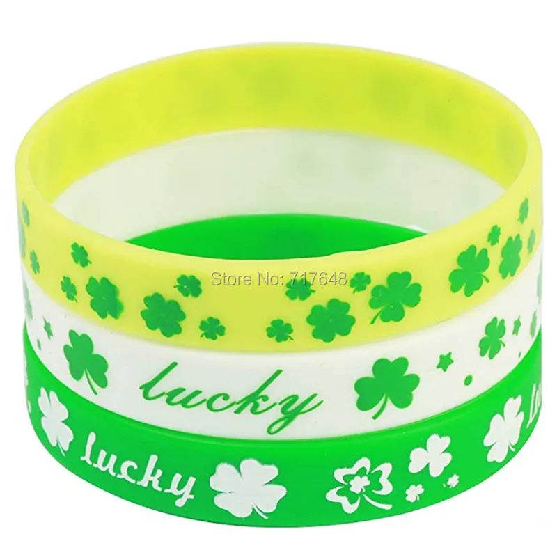 100 шт Счастливый День Святого Патрика Shamrock браслеты силиконовые браслеты epacket A