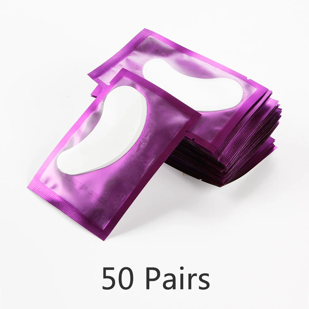 50pairs Purple 50/100/150 пар Накладные бумажные накладки для наращивания ресниц безворсовой кругов под глазами колодки привитые глаз советы Стикеры обертывания ресниц Макияж инструмент - Цвет: 50pairs Purple
