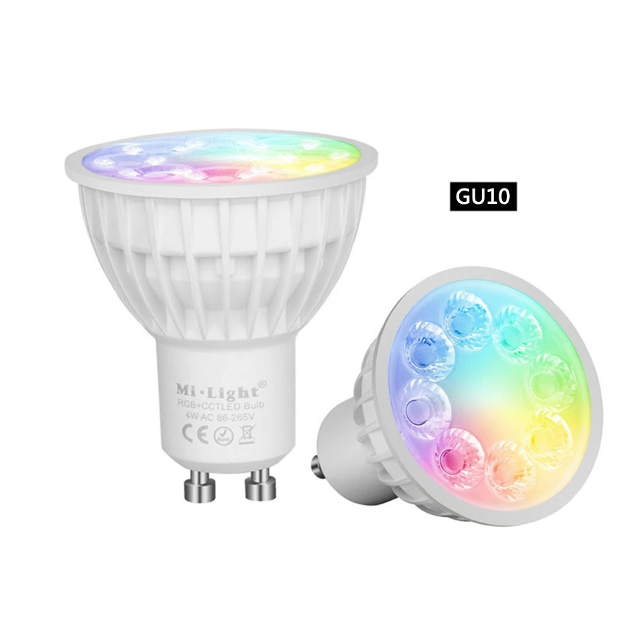 Mi Light 4 Вт с регулируемой яркостью 2 4G Беспроводная Светодиодная лампа GU10 RGB + CCT