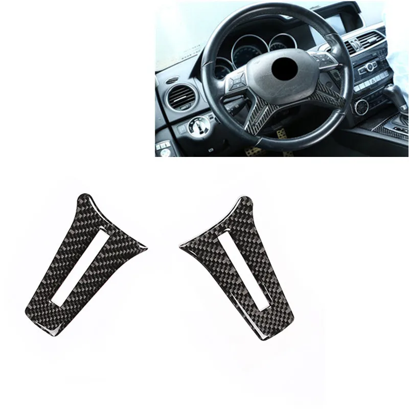 2 pieces Декоративные наклейки на руль из углеродного волокна для Mercedes Benz W204 C Class 2011-2013 для интерьера автомобиля - Название цвета: 2 pieces
