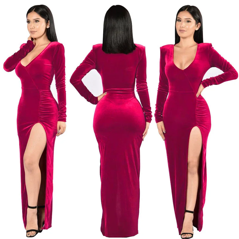 Длинное бархатное платье длиной до пола модное свадебное платье vestido de Праздничная Туника дизайнерское Бандажное платье для подиума