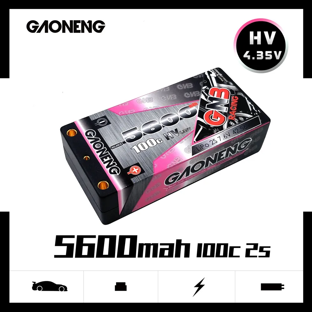 Аккумулятор Gaoneng GNB 5600 мА/ч 7 6 В 100C/200C 2S Hardcase короткошерстная LiHV LiPo для 1/10 RC