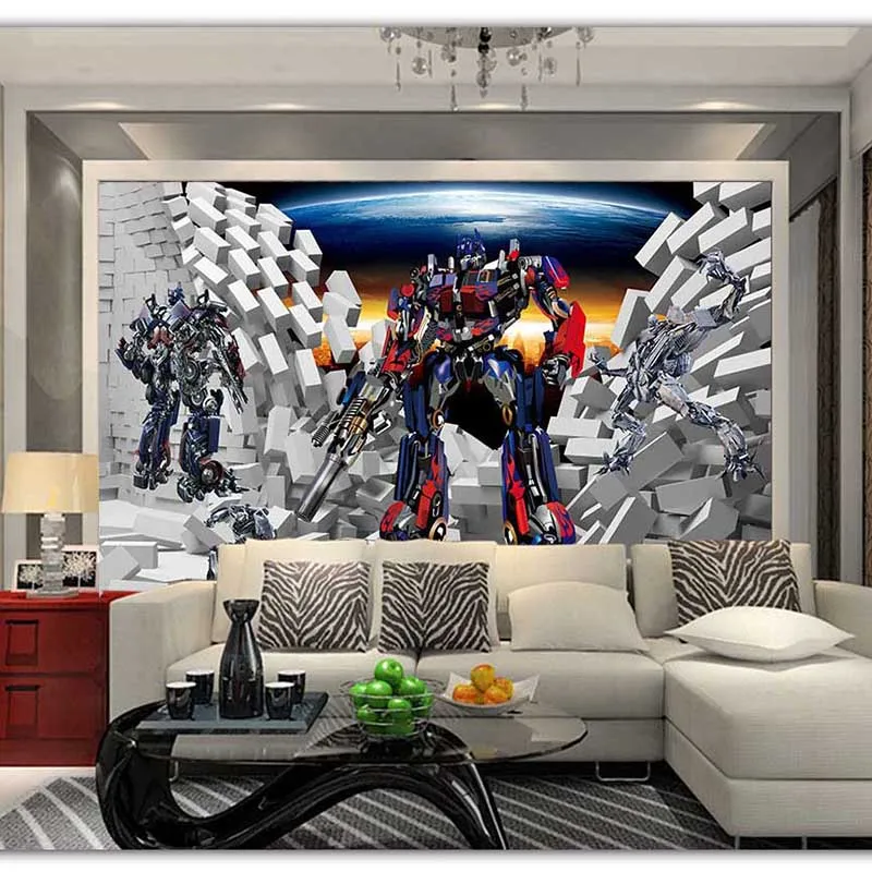 Модные Мультяшные современные обои робот команды дизайн настенная бумага для