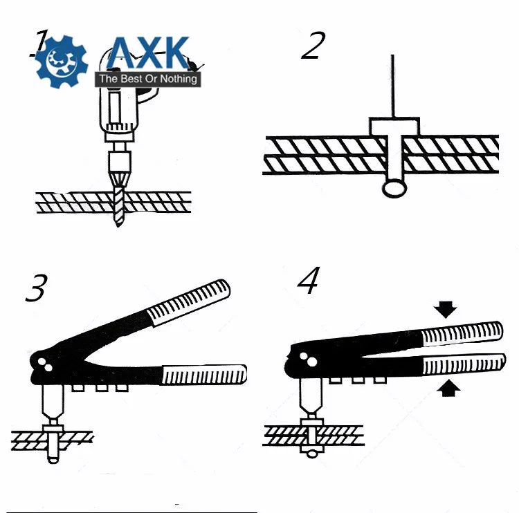 

AXK Blind Rivet Nuts Threaded Insert and Rivet Tool Riveter Gun
