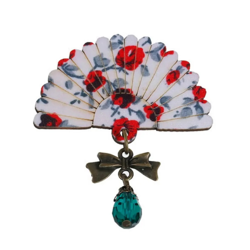 8 сезонов деревянные броши в форме банта фуксия Веерообразный цветок Акриловые