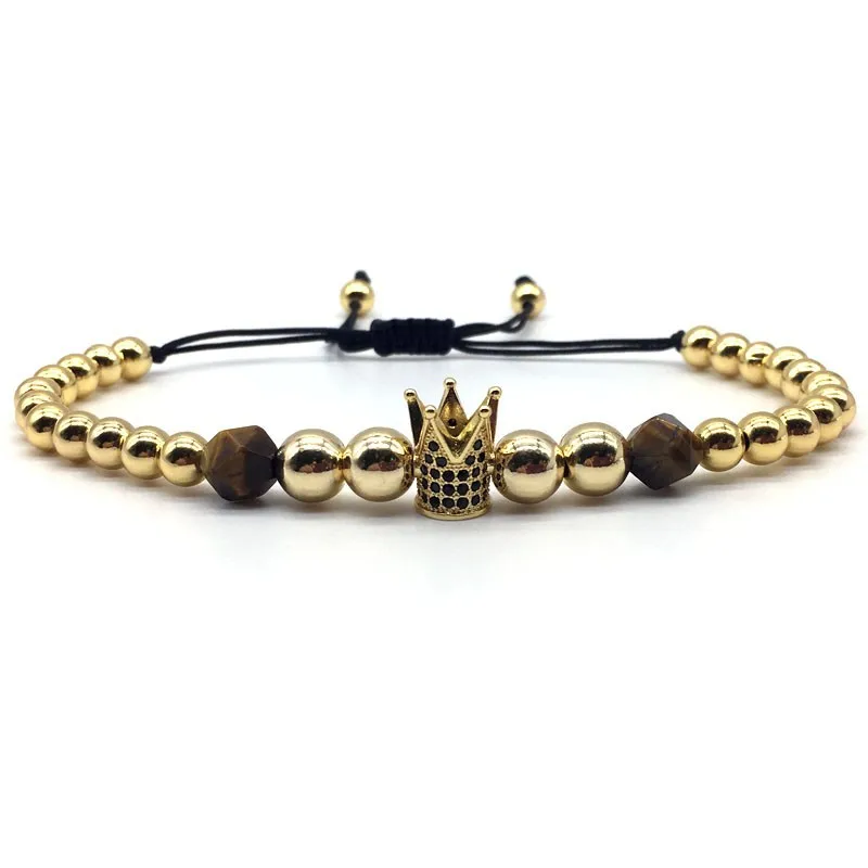 2020 New Punk Helmet Head Mens Bracelets Trendy Handmade Weave Crown Charm Bracelet Men Women Pave CZ Adjustable Jewelry Gift | Украшения и