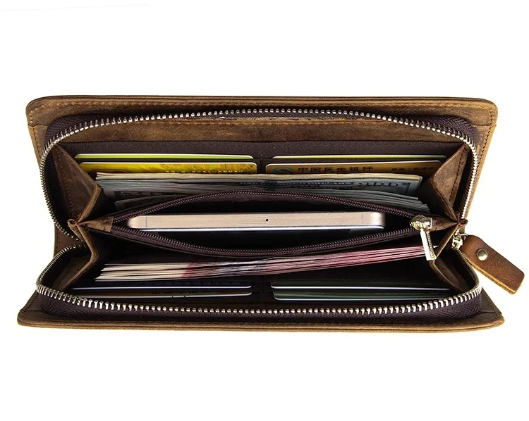 

Nesitu Vintage Genuine Leather Long Size Men Wallets Crazy Horse Leather Man Clutch Purse Credit Card Holder #M8068