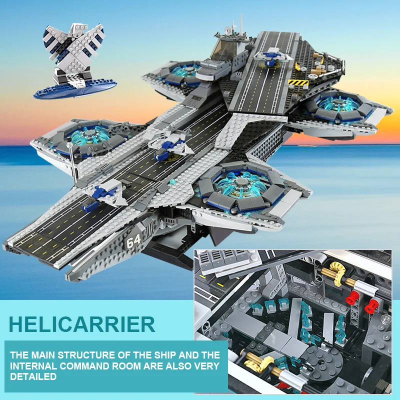 07043 Супер герои Marvel совместимы с 76042 щит Helicarrier 3057 шт. Кирпичи Строительные блоки