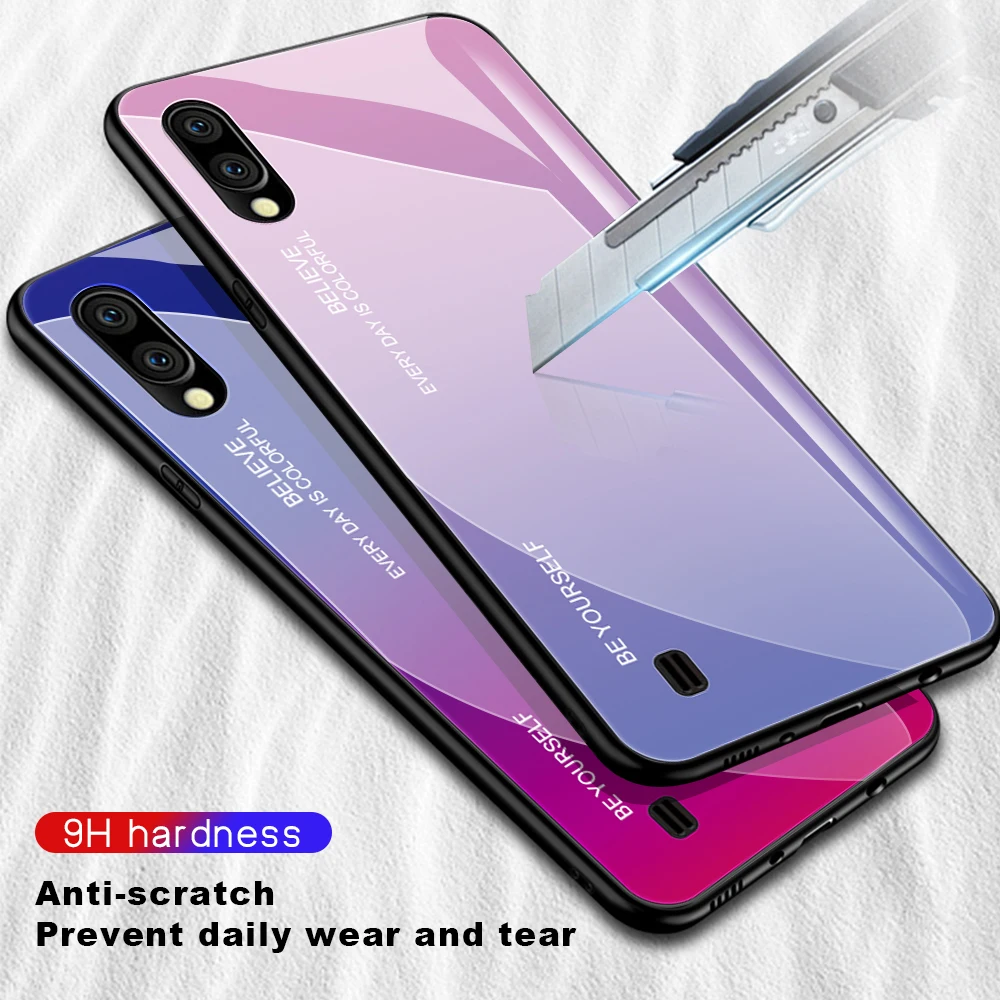 Градиентный Модный чехол из закаленного стекла для телефона Samsung A50 A30 A10 A20 A40 A60 A70