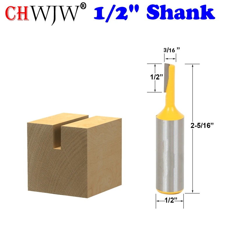

1 pc Straight/Dado Router Bit - 3/16"W x 1/2"H - 1/2" Shank Woodworking cutter Wood Cutting Tool - Chwjw 14154