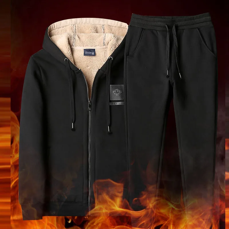 Мужская Уличная Толстовка + штаны 2 шт./компл. спортивный костюм плюс размер 4XL