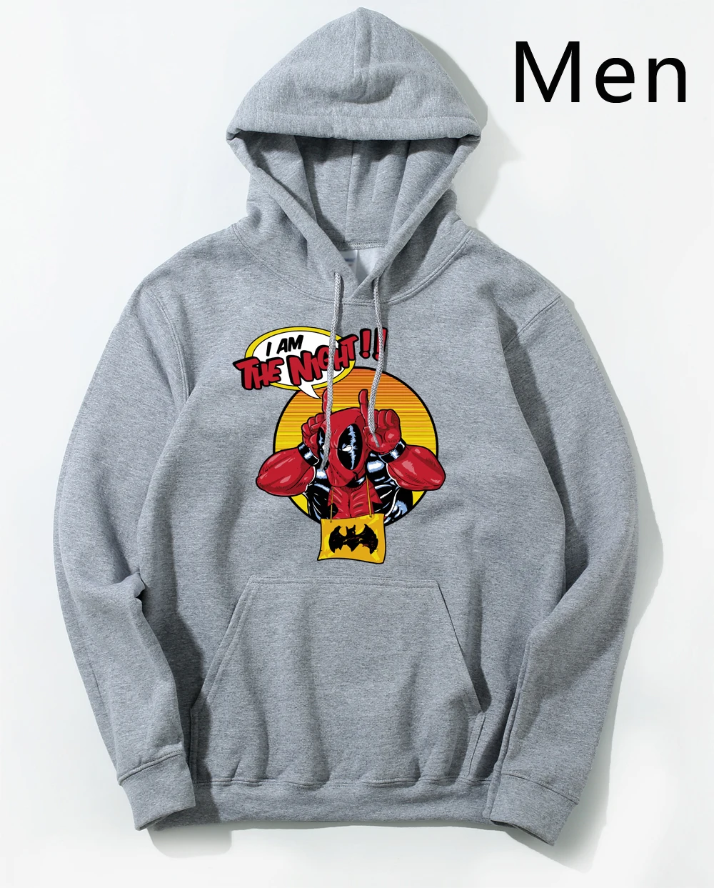 Мужская толстовка с капюшоном Deadpool, толстовка с капюшоном I Am The Night, забавные толстовки с капюшоном Dead Pool, мужские толстовки, зимние, Осенние, черные, белые толстовки - Цвет: Gray