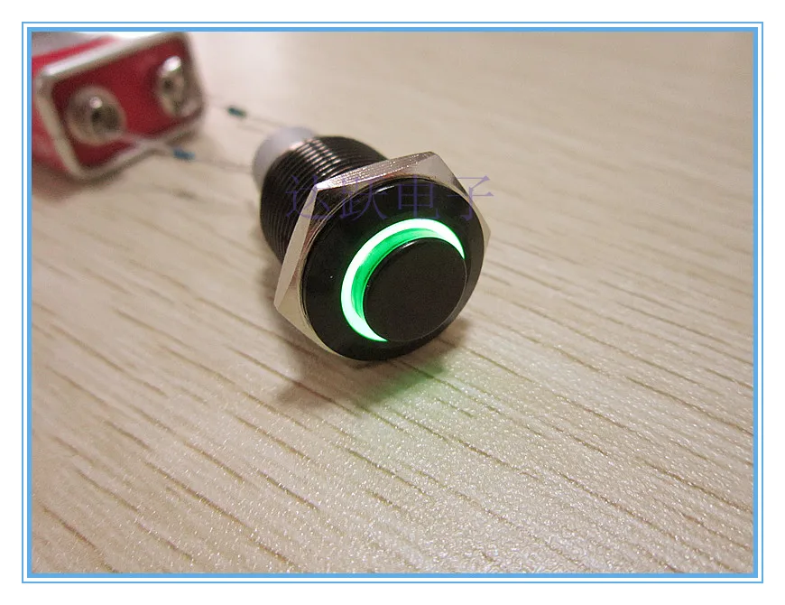 Металлический кнопочный переключатель 16 мм черный корпус с функцией