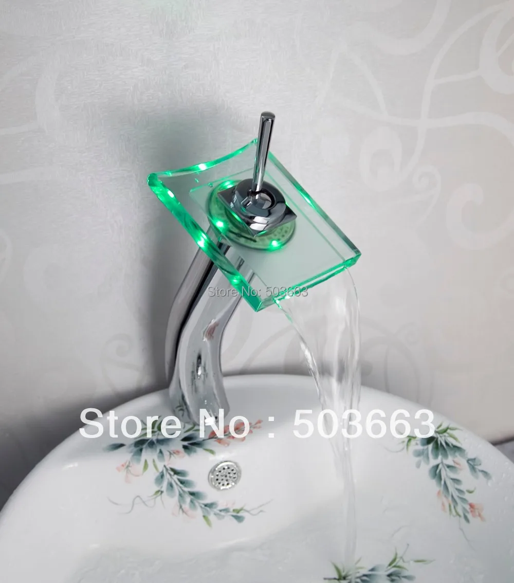 Лучший водопад LED хромированный аккумулятор на бортике с одной ручкой Смеситель