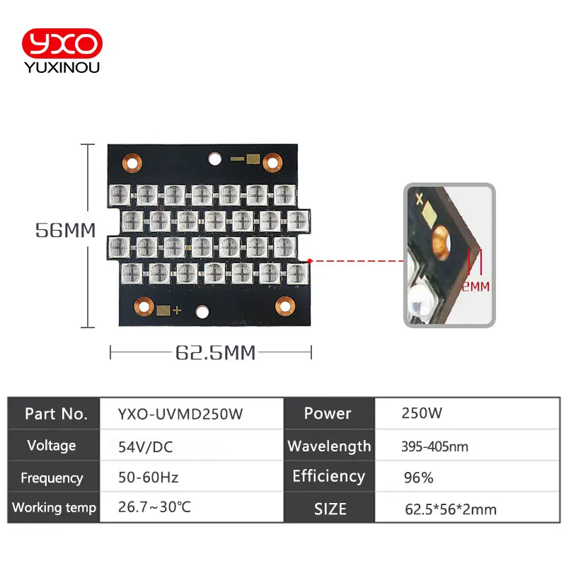 1 шт 250W 500W 1000W 200W UV 395nm 405nm высокое Мощность фиолетовый светодиодный Медь PCB для uv