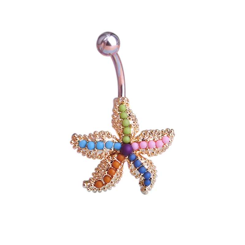 Женские серьги подвески для пирсинга живота в виде морской звезды|navel piercing|belly