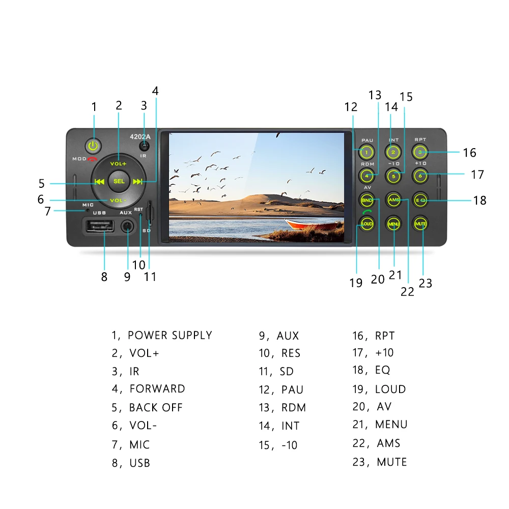 Podofo 1 Din стерео 4 дюймов авто радио 4202A Bluetooth Авторадио USB SD Aux FM приемник Handsfree In-dash HD MP5 видео плеер