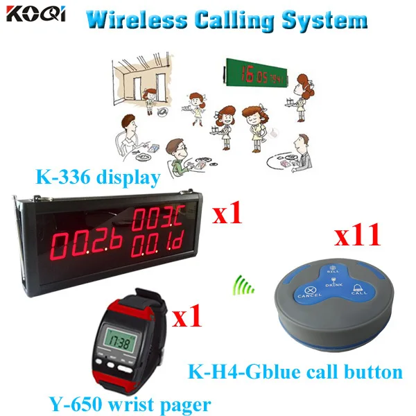 

Sound System Fast Service Restaurant Equipment Remote 4 Button Wireless (1 display 1 wrist watch 11 call button)