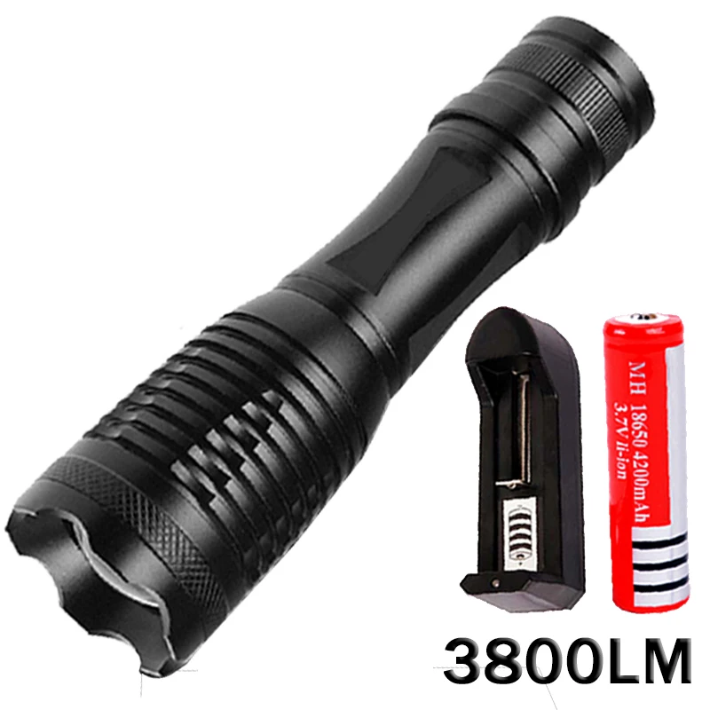 LED Flashlight 3800 lumens 5 Mode cree xml t6 led Torch Zoomable 18650 light lampe torche Powerful Tactical | Лампы и освещение