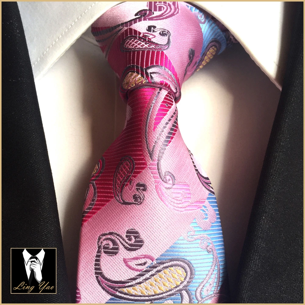 

Fashion Design 8cm Young Tie Stylish Casual Fancy Pink Floral Neck Ties High Quality Gentlemen Woven Gravata for Men