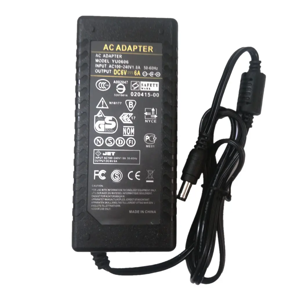 5 шт./лот 6 в 6A 36 Вт AC DC адаптер питания 6V6A зарядное устройство Трансформатор для