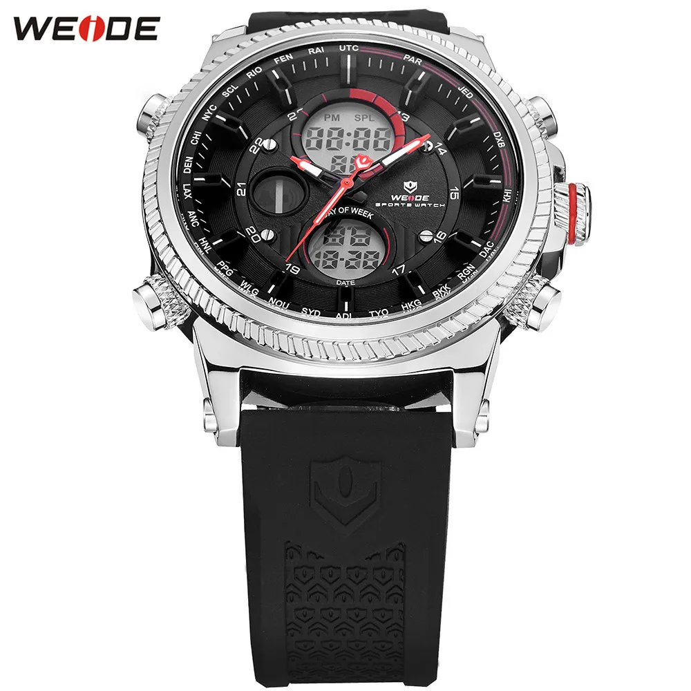 Оригинальные модные часы WEIDE мужские спортивные цифровые кварцевые Светодиодные