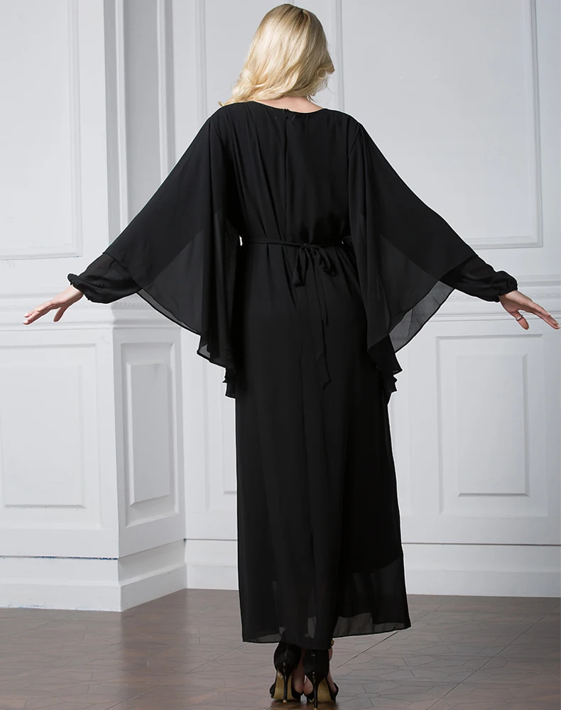 Женское платье с рукавом летучая мышь Abayas мусульманское круглым вырезом и