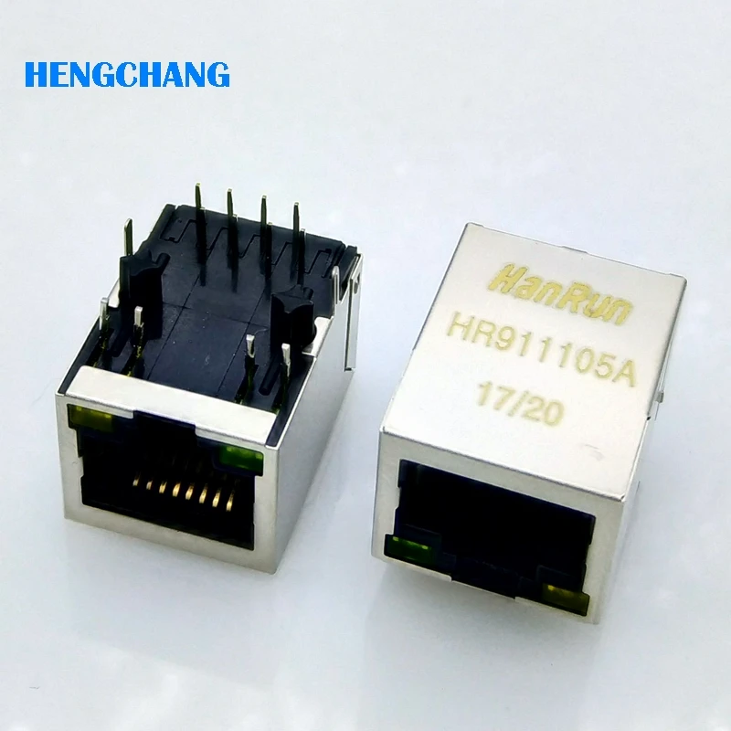 Hanrun HR911105A RJ45 разъем PCB монтажный сетевой адаптер для Ethernet передачи данных с лампой