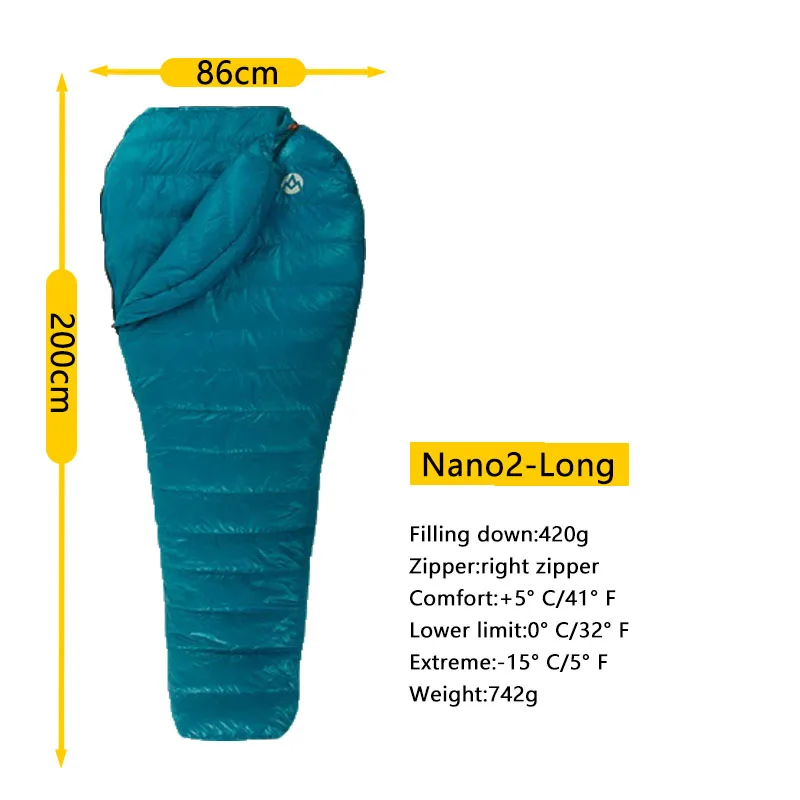 Nano2-L Aegismax Nano 2 мини обновленный спальный мешок 95% белый гусиный пух Мумия Сверхлегкий Сращивание походный Кемпинг 800FP полностью подкладка - Цвет: Nano2-L