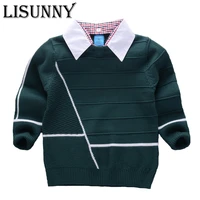 2021 shirt collar boys sweaters baby stripe pullover knit kids clothes autumn winter new children sweaters boy clothing school