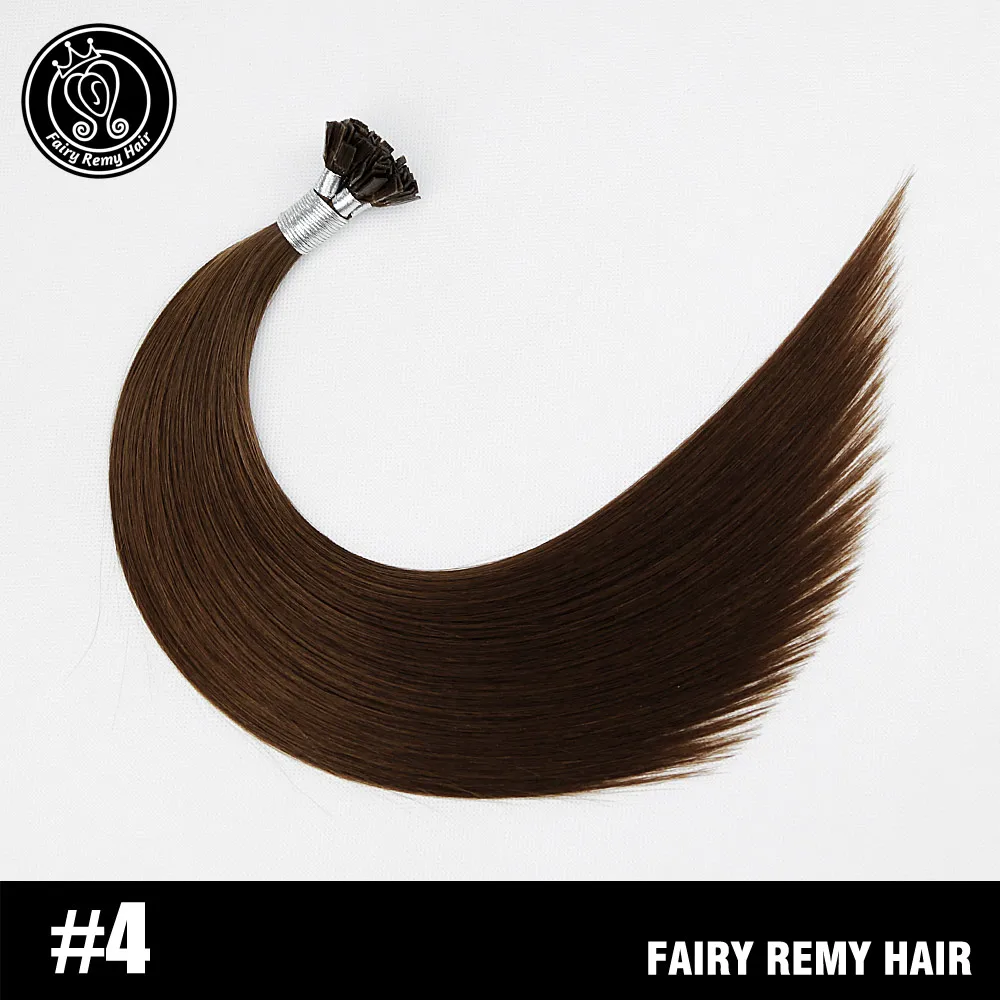 #4 Феи remy волосы 0,8 г/локон 1" Remy плоский кончик кератиновые человеческие волосы расширение европейские натуральные волосы на капсуле fusion волосы 50 s/pac - Цвет: #4