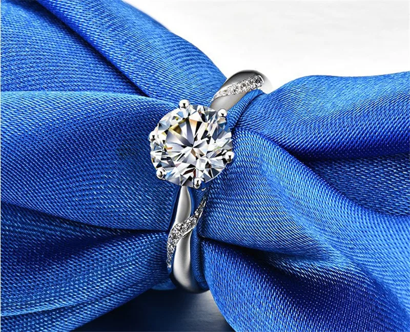 Бриллиантовые кольца для 925 стерлингового серебра 1.5ct AAAAA cz обручальное женщин