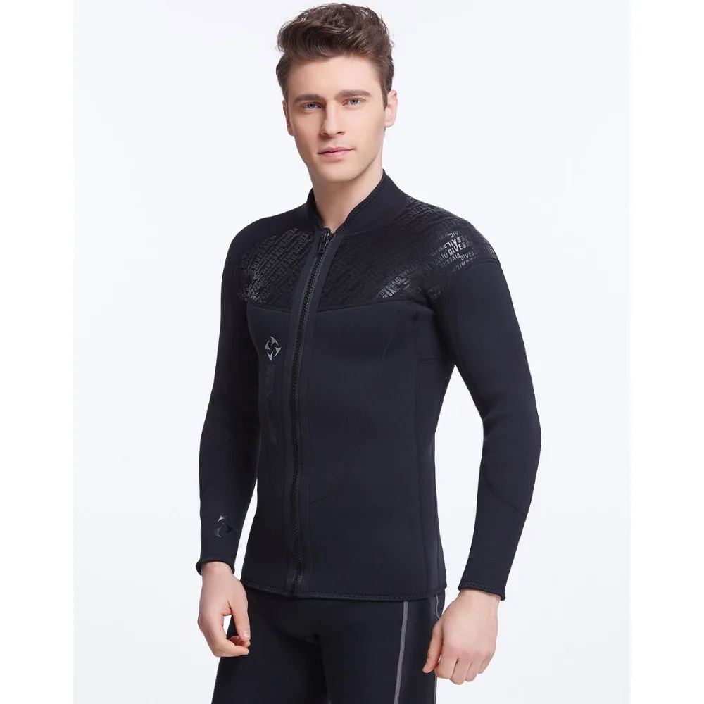 Неопреновая куртка 3 мм топ для Гидрокостюма Черная передняя молния мужчин с