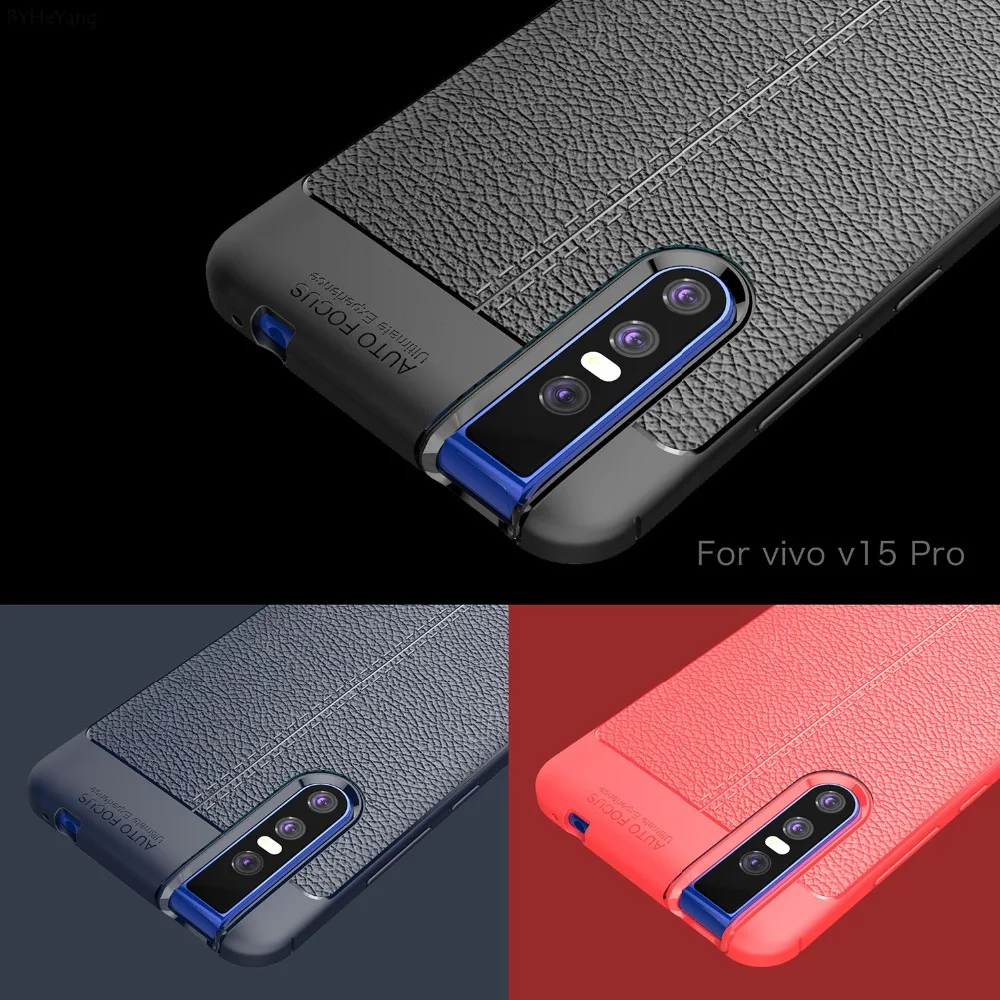 Shockproof Phone Case for vivo v15 Pro Cover Business Leather Pattern TPU Cases On For VIVO V 15 PRO Fundas Coque v15pro |