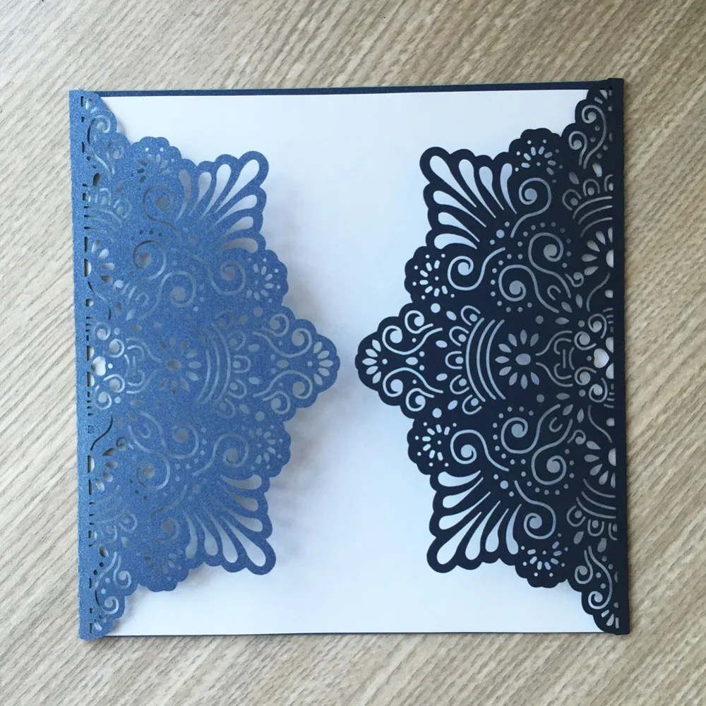 100 шт. темно-синий цвет лазерная резка свадебные пригласительные открытки