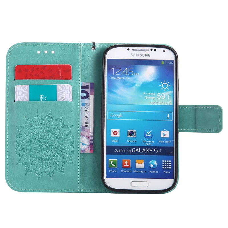 Coque подсолнечника флип чехол для samsung Galaxy S4 искусственная кожа + силиконовая
