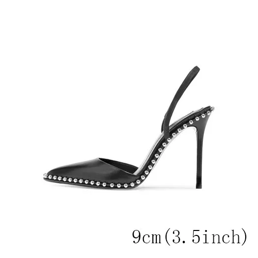 black heel 9 cm Металл высокие каблуки Женская обувь марка ремень итальянский Мулы домашние тапочки Указательный палец Slingback шпилька 3 дюймовый сандалии насосы стилет Китай мода новая китайская зима - Цвет: black heel 9 cm