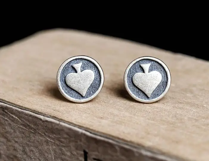 Оптовая Чистый Стерлингового Серебра 925 Серьги Стержня Для Женщин Мужчин Покер