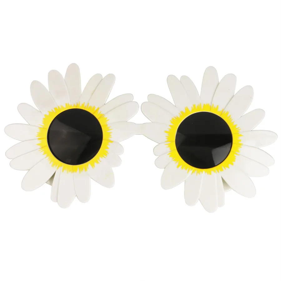 Funny White Daisy Flower Costume Glasses Women Wedding Photo Booth Props Accessories Night Events Party Supplies Decoration - Цвет: dark lens