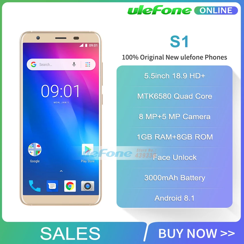 Чехол-накладка Ulefone S1 мобильный телефон 5,5 дюймов 18:9 MTK6580 4 ядра 1 Гб+ 8 Гб 8MP+ 5MP, две камеры, Android 8,1 3g смартфон задний Чехол