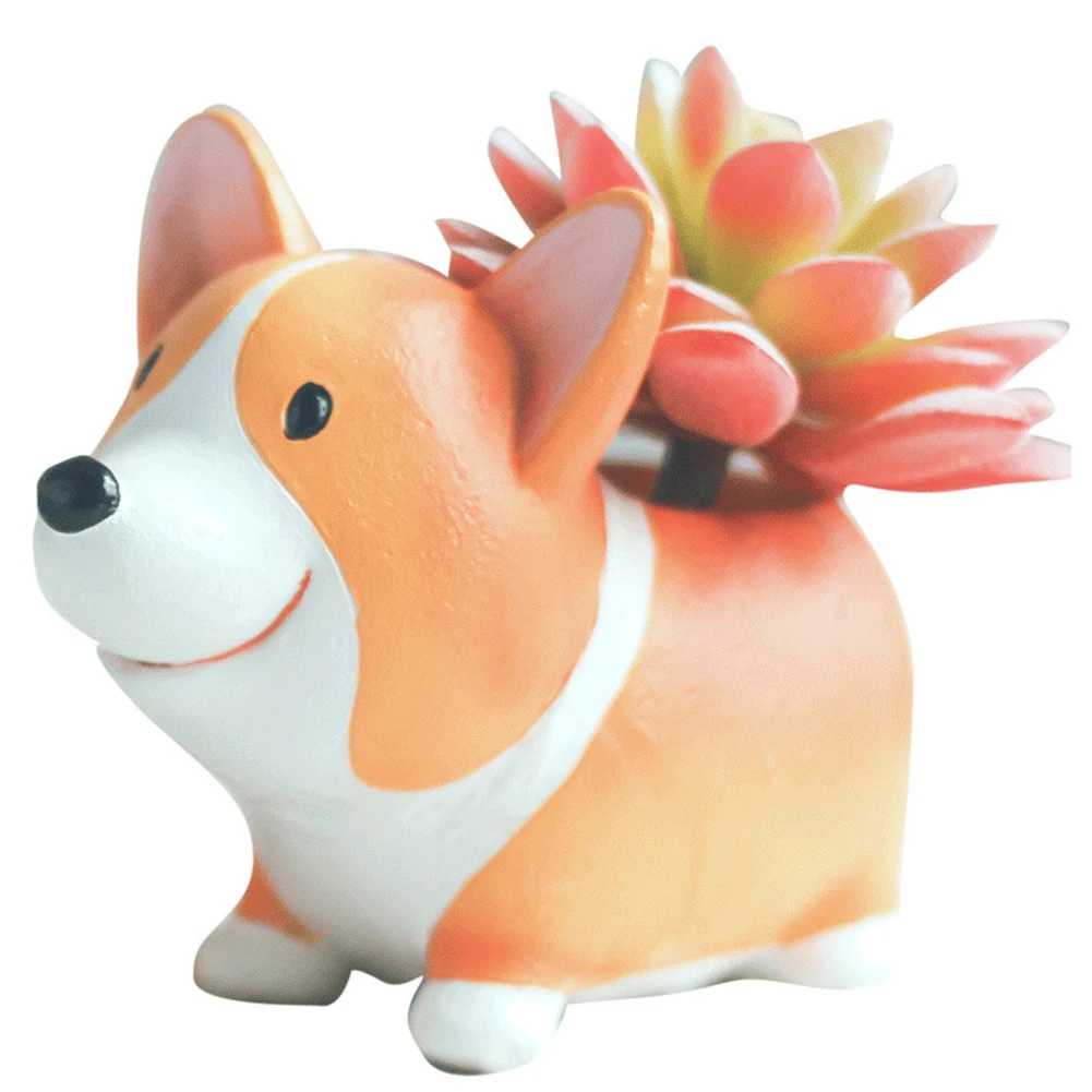 В форме животных симпатичная ваза украшения мультфильм собака корги садовые