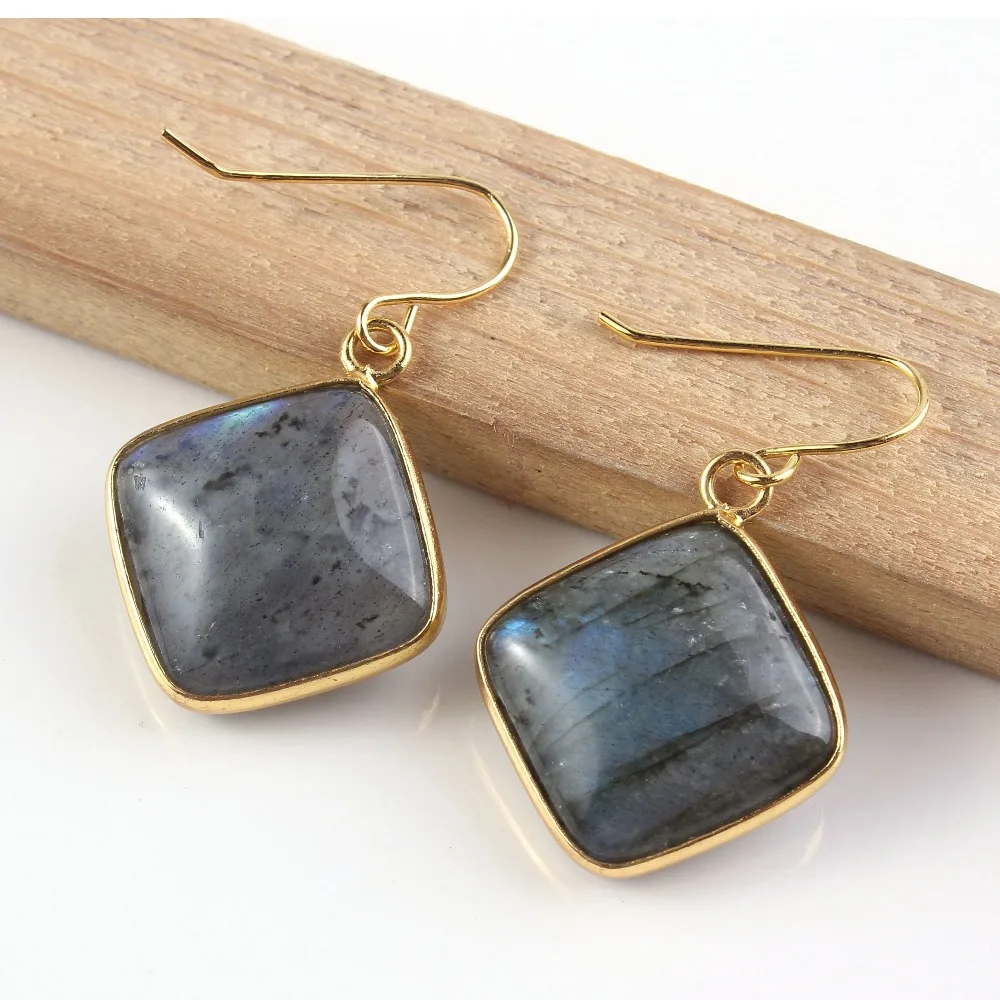 100 уникальный светильник лабрадорит с квадратным камнем желтого золота кабошон