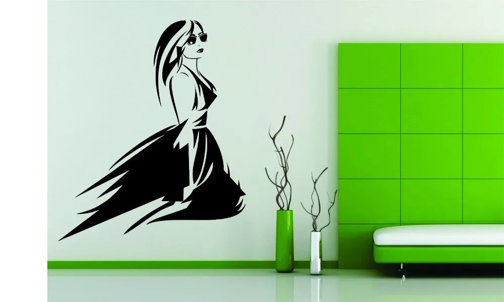 

Wall Mural Vinyl Decal Decor Sticker Girl Woman Hair Sexy Hot Dress Fashion