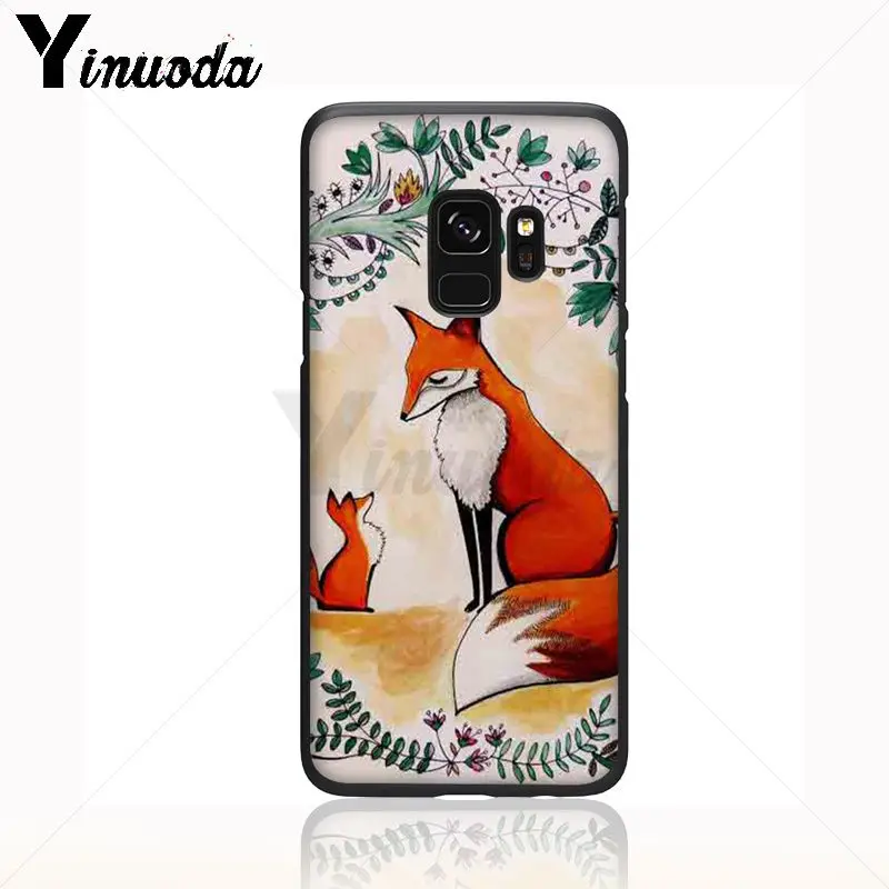 Yinuoda catoon милые лисы черный мягкий силиконовый чехол телефона для samsung Galaxy s9 s8plus