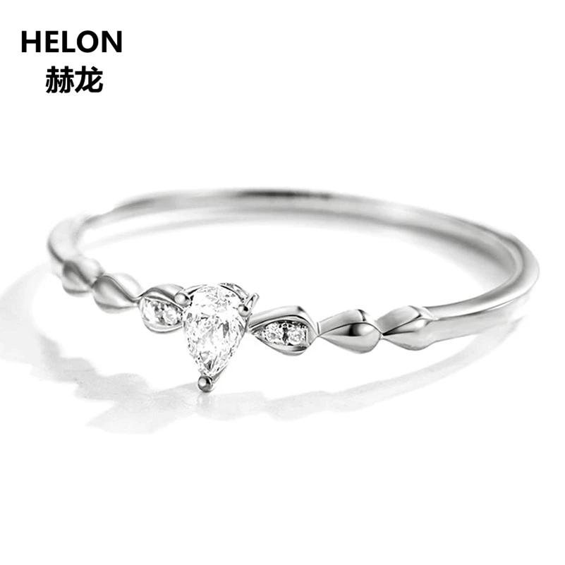 

Solid 10k Yellow Gold Women Engagement Ring Pear Cubic Zirconia Promise Ring Unique Jewelry