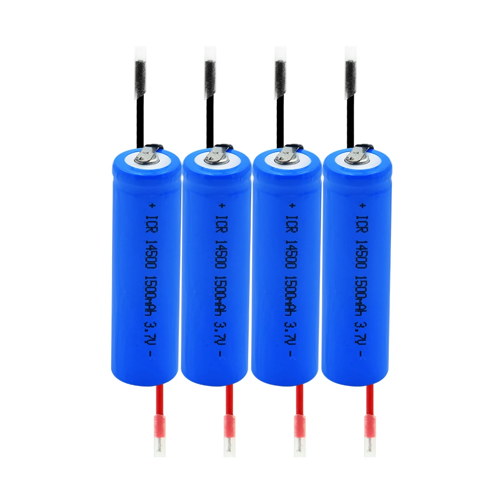 4 PCS 14500 литиевая батарея 3,7 V 1500mAh перезаряжаемая электронная сигарета батареи высокоразрядный ток+ DIY Linie для фонарика - Цвет: 4 PCS