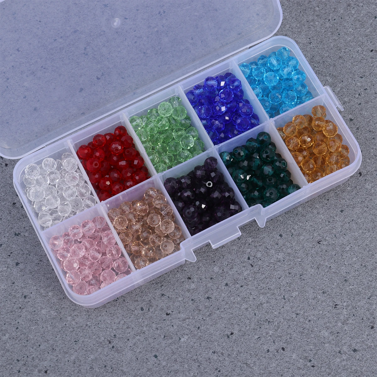 300Pcs Of 10 Colors Faceted Crystal Glass Beads Loose Finding Spacer With Container Box For DIY Jewelry | Дом и сад