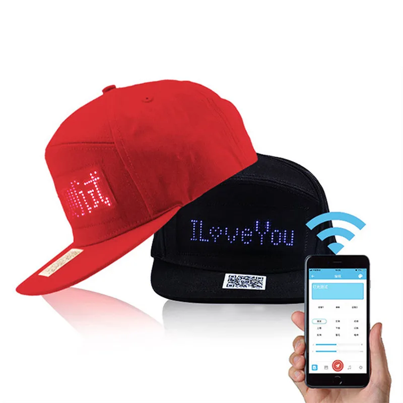 LED Panel Bluetooth Baseball Cap + Sunglass Mobile Phone APP Connection Wireless Dynamic Pattern Flashing Glasses | Спорт и