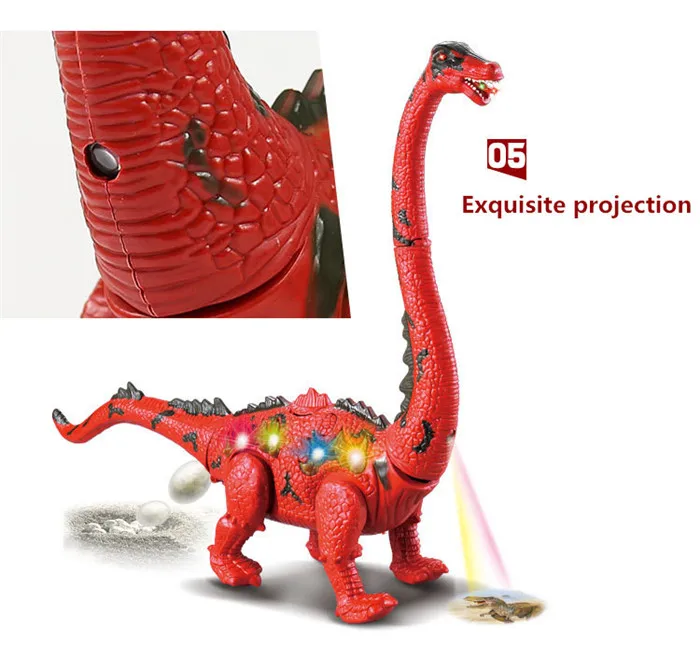 Children Toys Electric Walking Dinosaur Toy Long Neck Lay Eggs Projection Lights Roar Sounds Kids Christmas Birthday Gifts