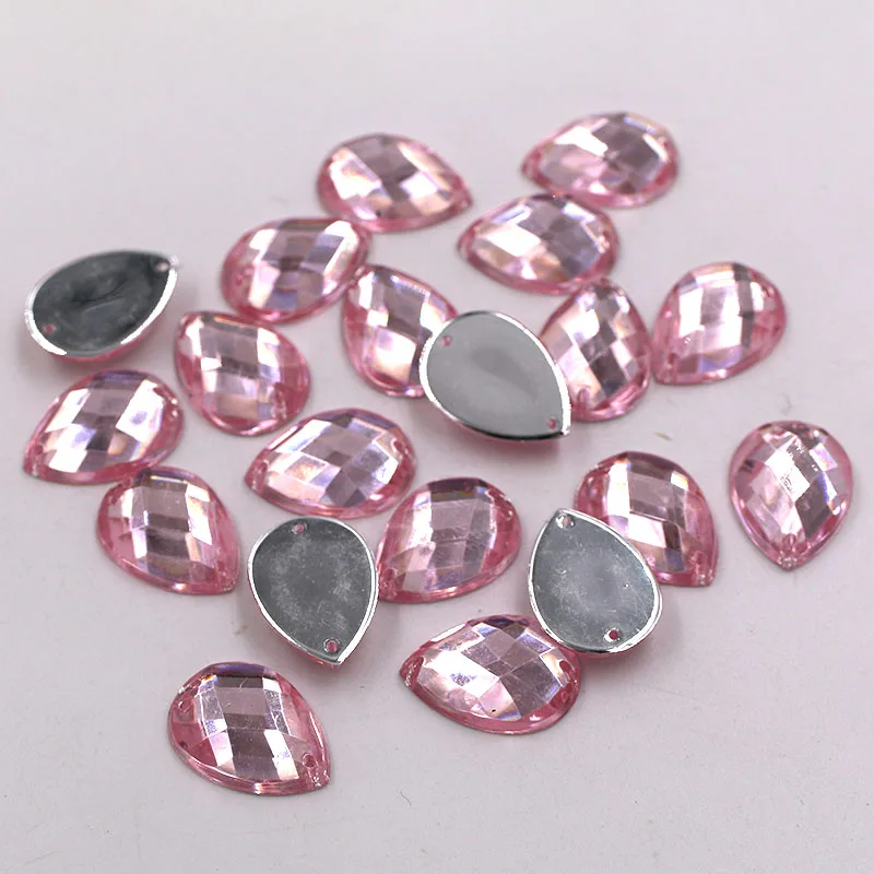 Pink 50 шт. 8X13/10X14/13X18/18X25 мм Каплевидная форма Высокое качество Акриловые пришивные стразы с отверстиями diy/аксессуары для одежды - Цвет: Pink